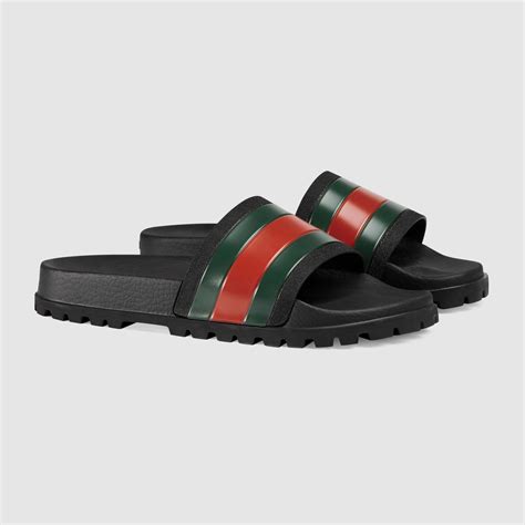 gucci web slide sandal replica|gucci web slide black rubber.